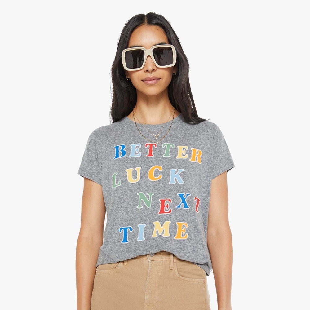 NWT Mother The Boxy Goodie Goodie T-Shirt Better Luck Next Time Small